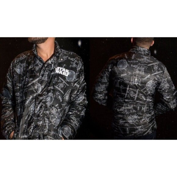 Disney Other - NEW! Disney Parks Star Wars Blueprint Quilted Puffer Jacket Black SZ M